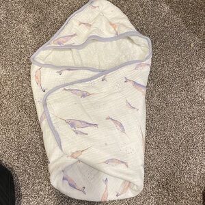 Little Unicorn Narwhal Hooded Towel Infant Size 100% cotton